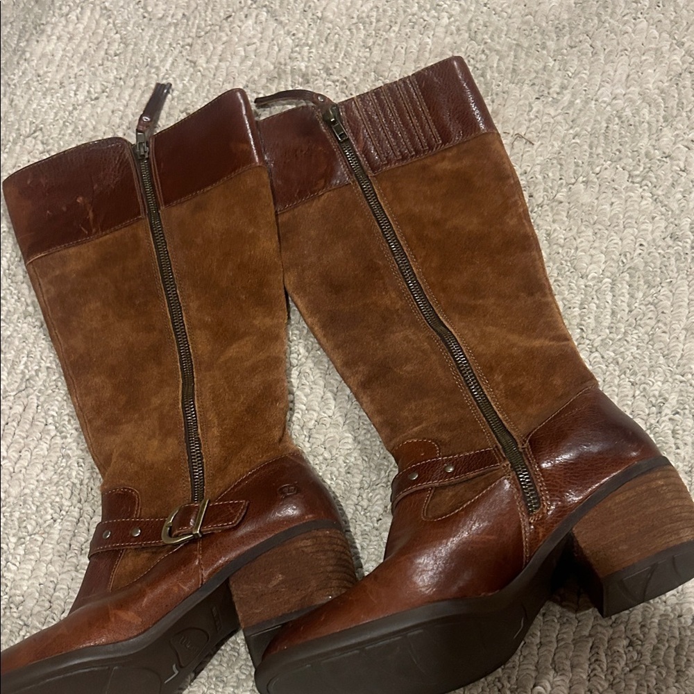 Born Alize Chestnut Leather and Suede Boots - Picture 4 of 16